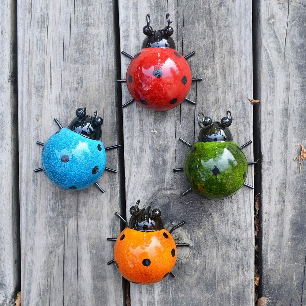 5 Metal Ladybugs for Outdoor or Indoor Wall Patio Garden Art MOTHERS DAY !!